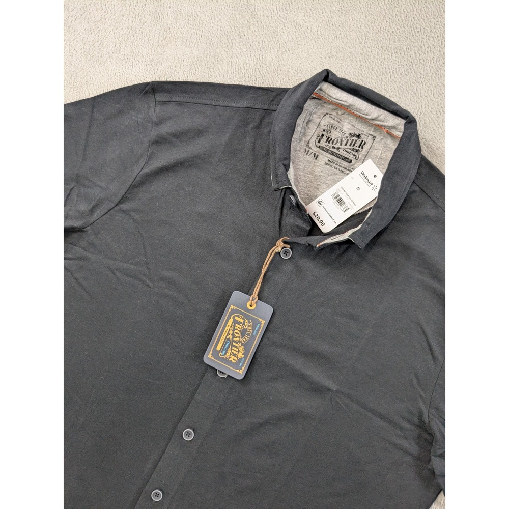 Frontier Threads Weatherproof Men Sueded Jersey Coatfront Shirt Black Medium NWT
